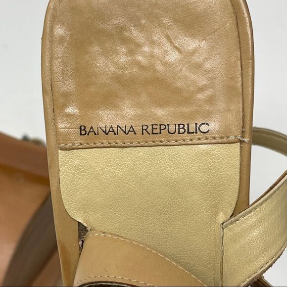 Banana Republic Sandals Tan Ankle Strap Square Toe Leather Women's 8.5 - Picture 10 of 10
